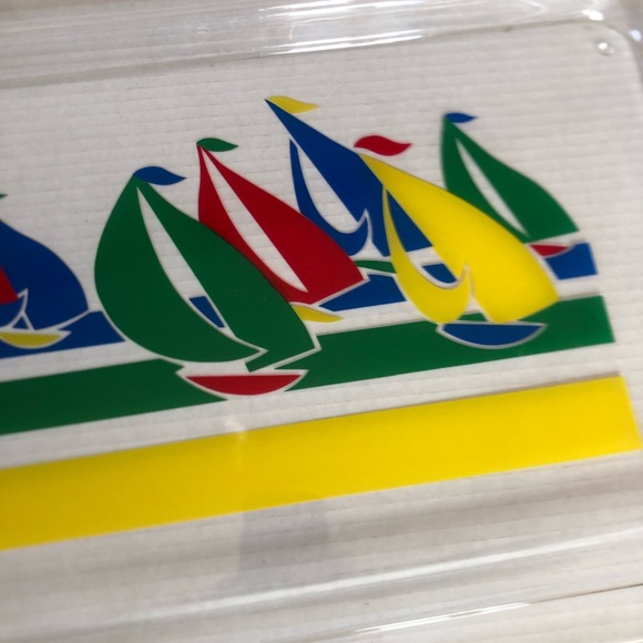 Vtg Colourful Sailboat Acrylic Tray - Picture 6 of 13